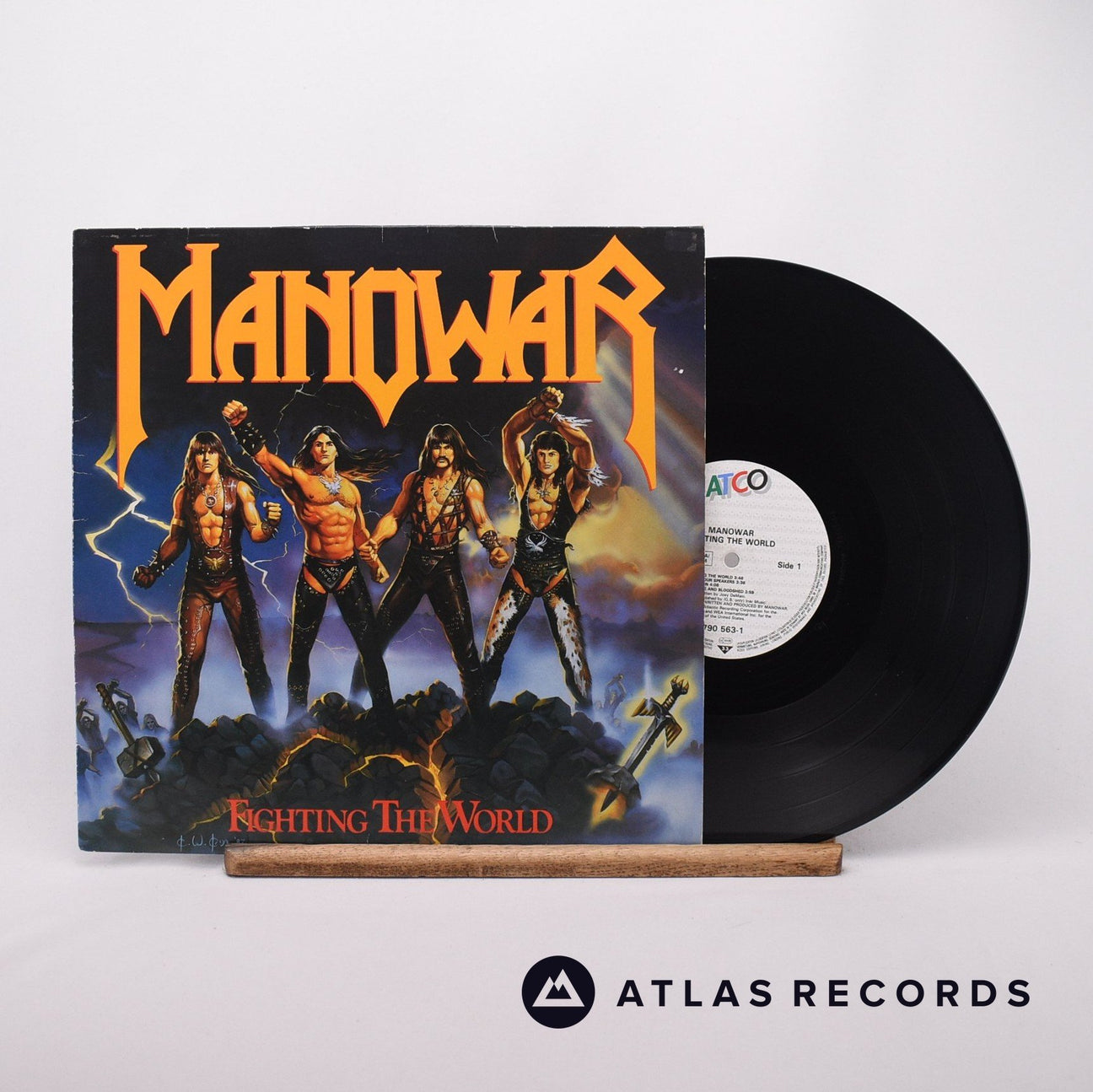 Manowar Fighting The World LP Vinyl Record - Front Cover & Record