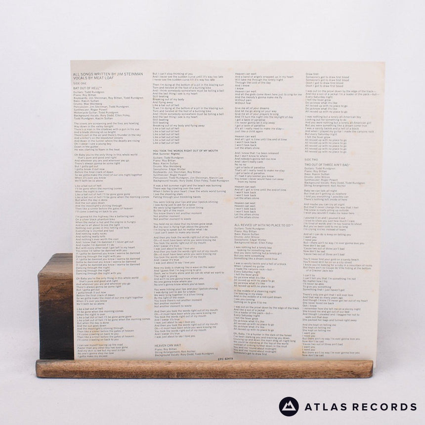 Meat Loaf - Bat Out Of Hell - Lyric Sheet Reissue LP Vinyl Record - EX/EX