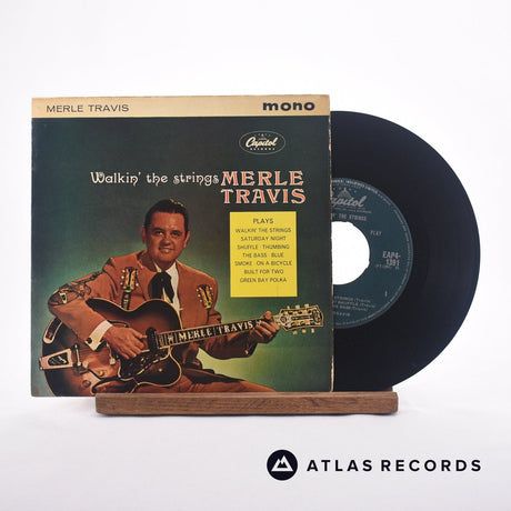 Merle Travis Walkin' The Strings 7" Vinyl Record - Front Cover & Record