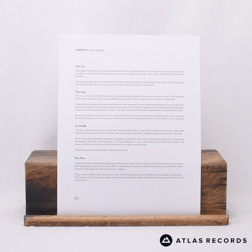 Merrin Karras - Silent Planet - Transparent Smoke LP Vinyl Record - NM/NM