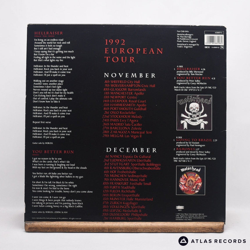 Motörhead - '92 Tour EP - 12" Vinyl Record - EX/VG+