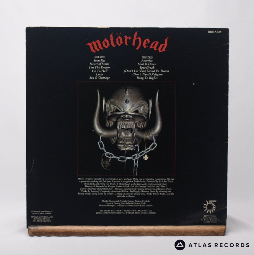 Motörhead - Iron Fist - A2 B3 LP Vinyl Record - VG+/EX