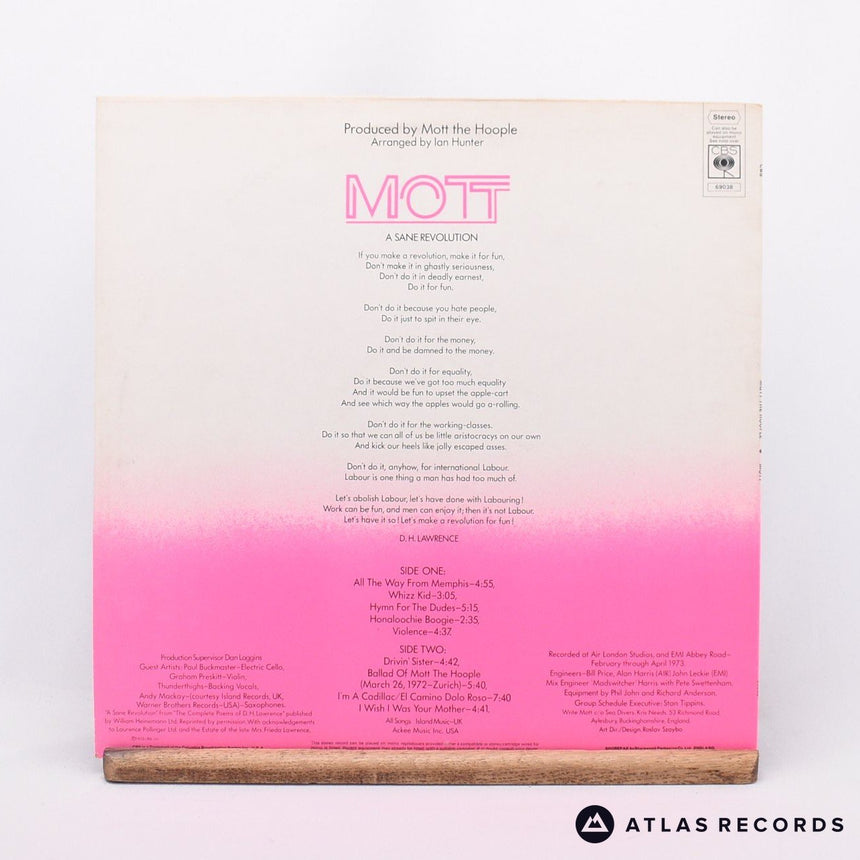Mott The Hoople - Mott - Repress LP Vinyl Record - VG+/EX