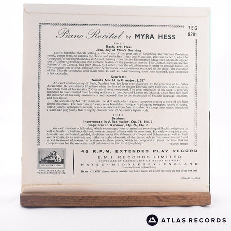 Myra Hess - Piano Recital - 7" EP Vinyl Record - EX/VG+