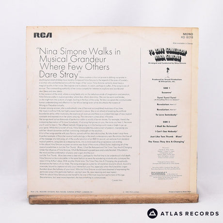 Nina Simone - To Love Somebody - Mono 2 -1 LP Vinyl Record - VG+/VG+