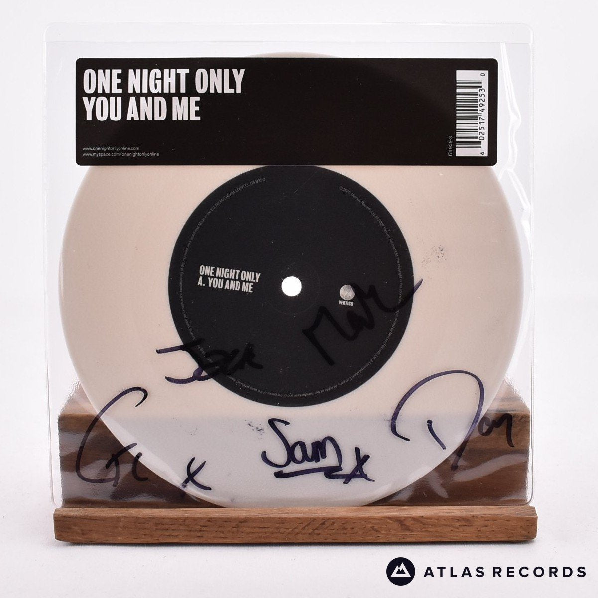 One Night Only You And Me 7" Vinyl Record - Front Cover & Record