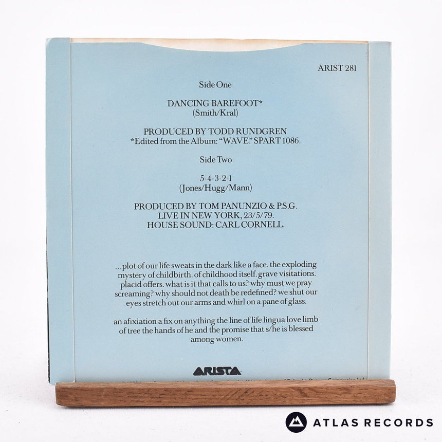 Patti Smith Group - Dancing Barefoot - 7" Vinyl Record - EX/EX