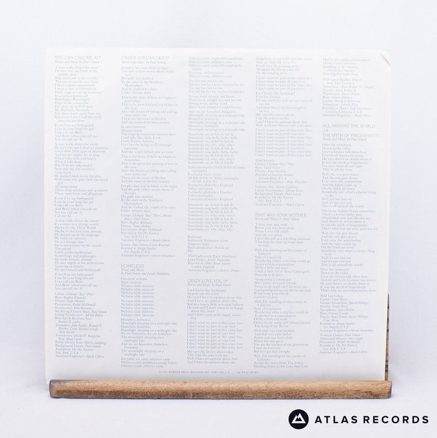 Paul Simon - Graceland - Embossed Sleeve LP Vinyl Record - EX/EX