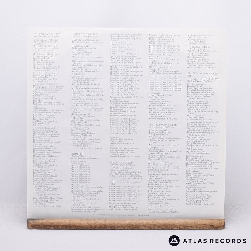 Paul Simon - Graceland - Embossed Sleeve LP Vinyl Record - EX/EX