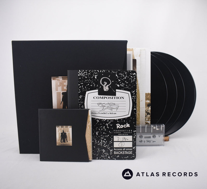 Pearl Jam Ten 2 x CD + DVD + Cassette + 4 x LP Box Set Vinyl Record - Front Cover & Record