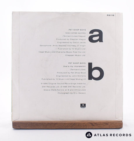 Pet Shop Boys - Love Comes Quickly - 7" Vinyl Record - VG+/VG+