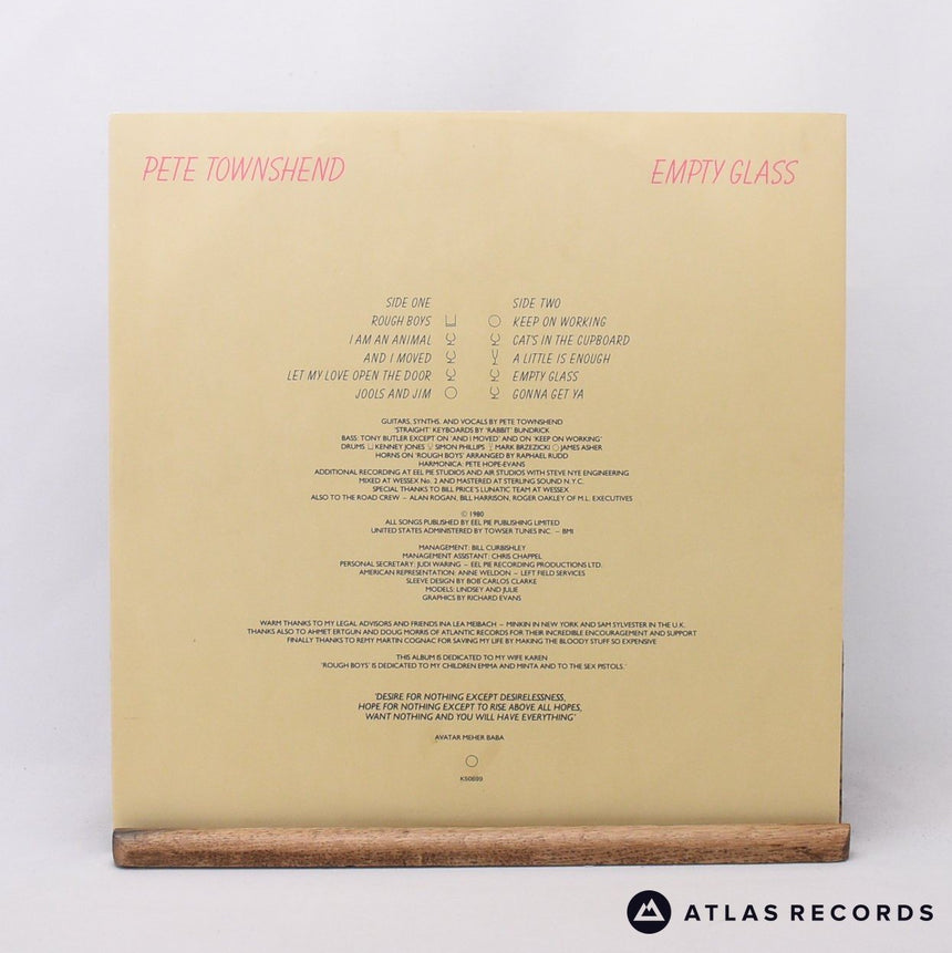 Pete Townshend - Empty Glass - LP Vinyl Record - VG+/EX