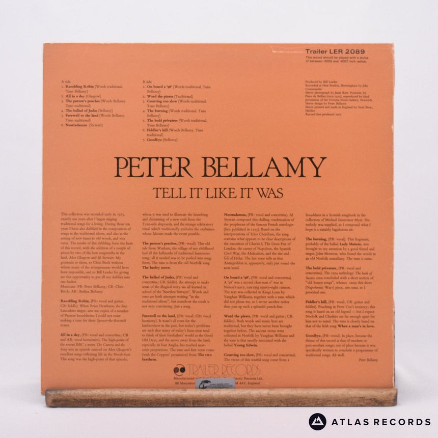 Peter Bellamy - Tell It Like It Was - LP Vinyl Record - EX/EX