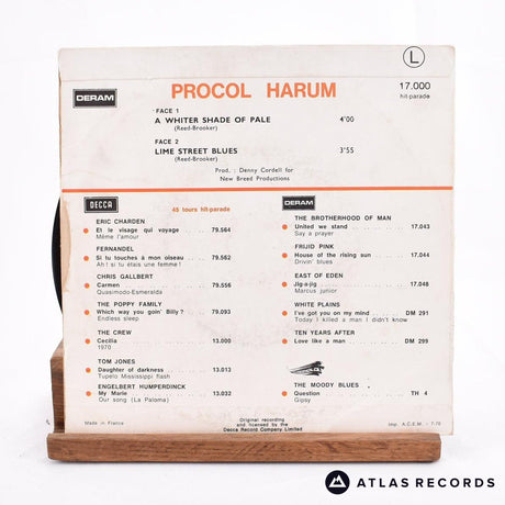 Procol Harum - A Whiter Shade Of Pale - Reissue French 7" Vinyl Record - VG+/VG+