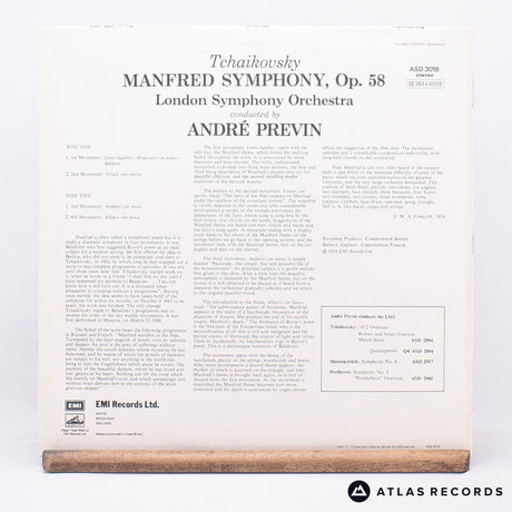 Pyotr Ilyich Tchaikovsky - Manfred Symphony, Op. 58 - LP Vinyl Record - EX/NM