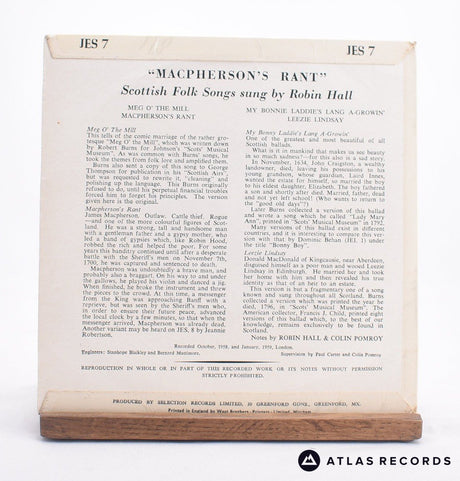 Robin Hall - Macpherson's Rant - 7" EP Vinyl Record - VG+/VG+
