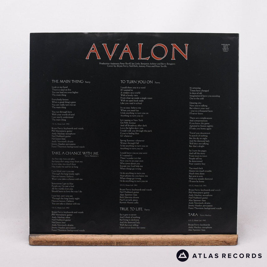 Roxy Music - Avalon - Lyric Sheet A//1 B//4 LP Vinyl Record - EX/VG+