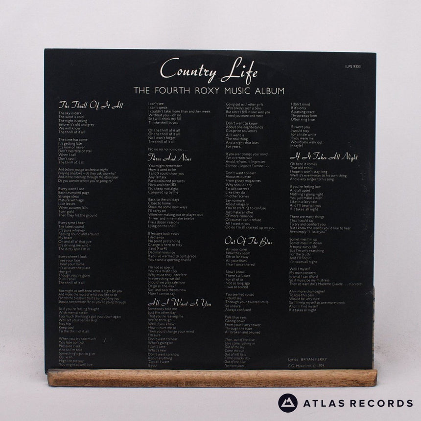 Roxy Music - Country Life - Lyric Sheet A-2 B-2 LP Vinyl Record - EX/EX