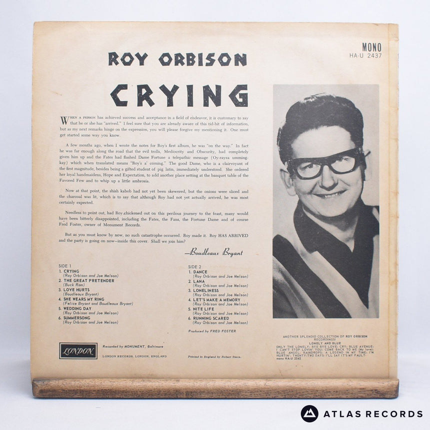 Roy Orbison - Crying - Mono -1 -1 LP Vinyl Record - VG+/VG