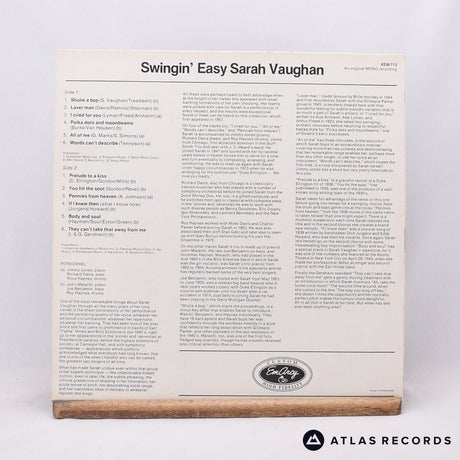 Sarah Vaughan And Her Trio - Swingin' Easy - LP Vinyl Record - VG+/EX