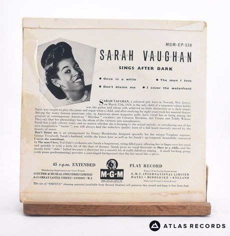 Sarah Vaughan - Sings After Dark - 7" EP Vinyl Record - VG+/VG