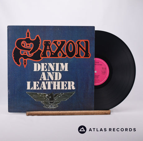 Saxon Denim And Leather LP Vinyl Record - Front Cover & Record