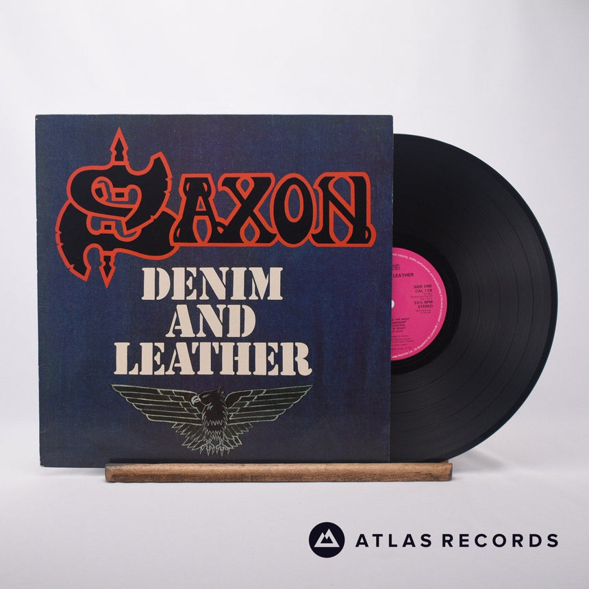 Saxon Denim And Leather LP Vinyl Record - Front Cover & Record