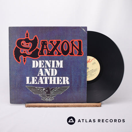 Saxon Denim And Leather LP Vinyl Record - Front Cover & Record