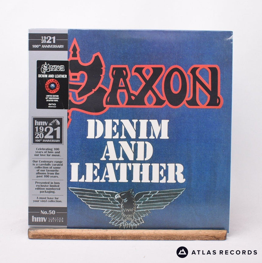 Saxon Denim And Leather LP Vinyl Record - Front Cover & Record
