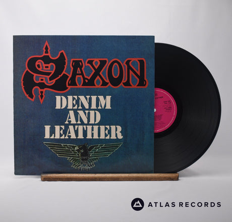 Saxon Denim And Leather LP Vinyl Record - Front Cover & Record