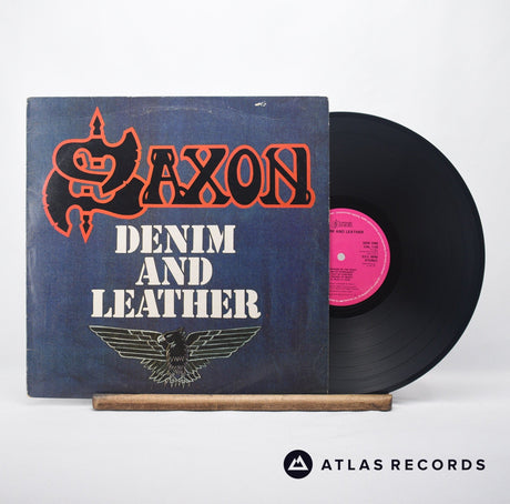 Saxon Denim And Leather LP Vinyl Record - Front Cover & Record