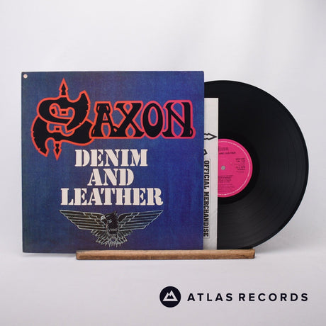 Saxon Denim And Leather LP Vinyl Record - Front Cover & Record