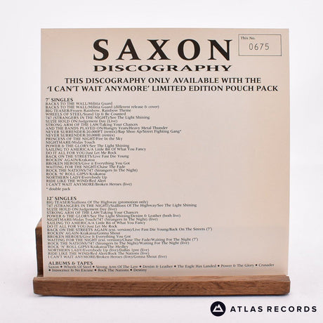 Saxon - I Can't Wait Anymore - Insert Limited Edition 7" Vinyl Record - NM/EX