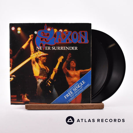Saxon Never Surrender 2 x 7" Vinyl Record - Front Cover & Record