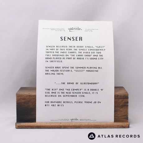 Senser - The Key / No Comply - Insert Promo 12" Vinyl Record - VG+/VG+