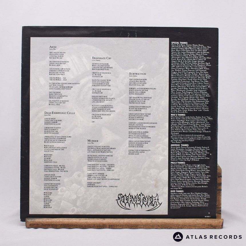 Sepultura - Arise - Misprint 1A1 2B1 LP Vinyl Record - VG+/VG+