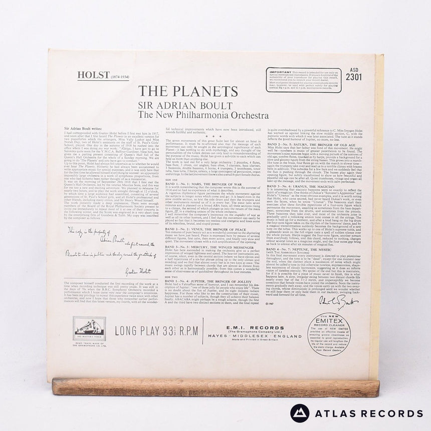 Sir Adrian Boult - The Planets - Reissue LP Vinyl Record - VG+/EX