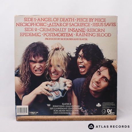 Slayer - Reign In Blood - LP Vinyl Record - VG/VG+