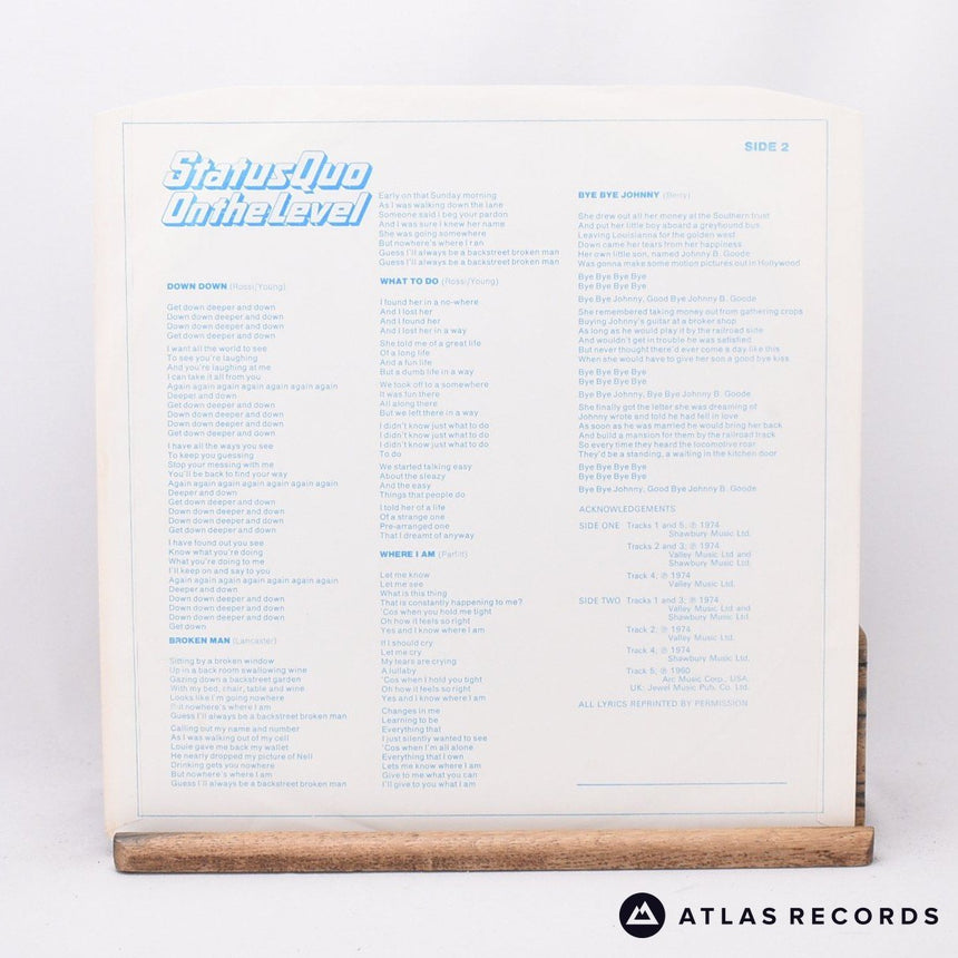 Status Quo - On The Level - Textured Sleeve Gatefold LP Vinyl Record - VG+/EX