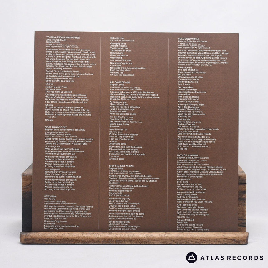 Stephen Stills - Stills - Lyric Sheet A1 B1 LP Vinyl Record - EX/EX