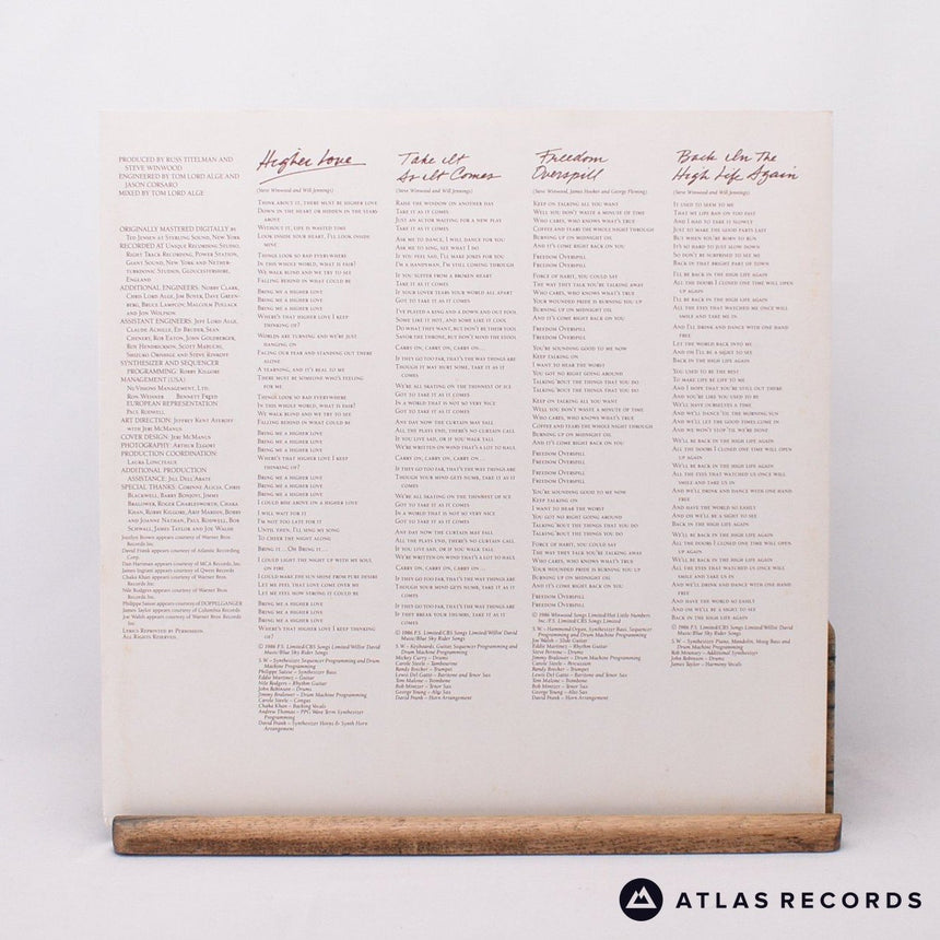 Steve Winwood - Back In The High Life - LP Vinyl Record - VG+/EX