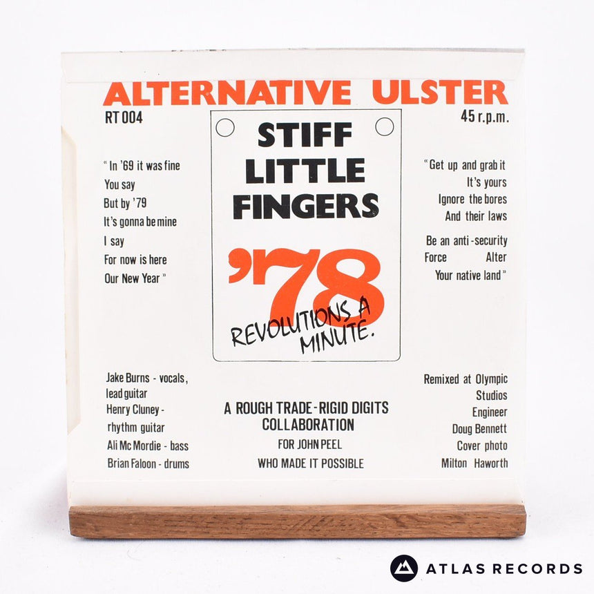 Stiff Little Fingers - Alternative Ulster - Misprint 7" Vinyl Record - EX/VG+