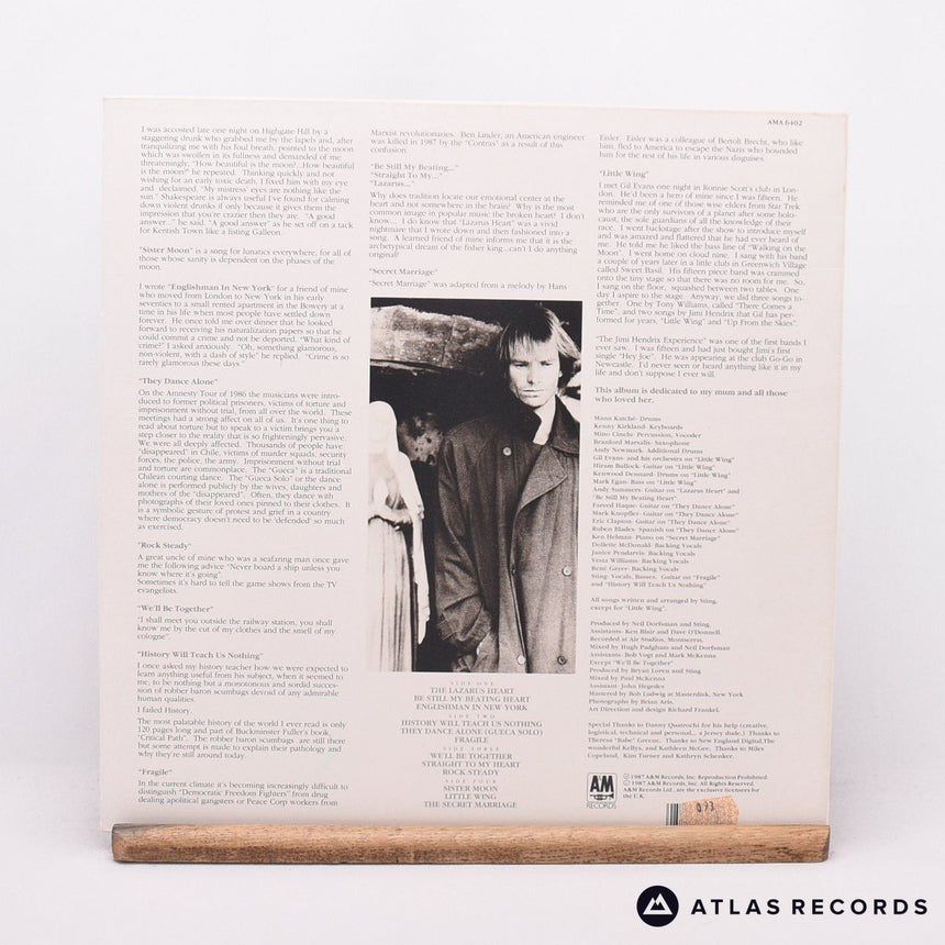 Sting - ...Nothing Like The Sun - Lyric Sheet 2 x LP Vinyl Record - EX/EX