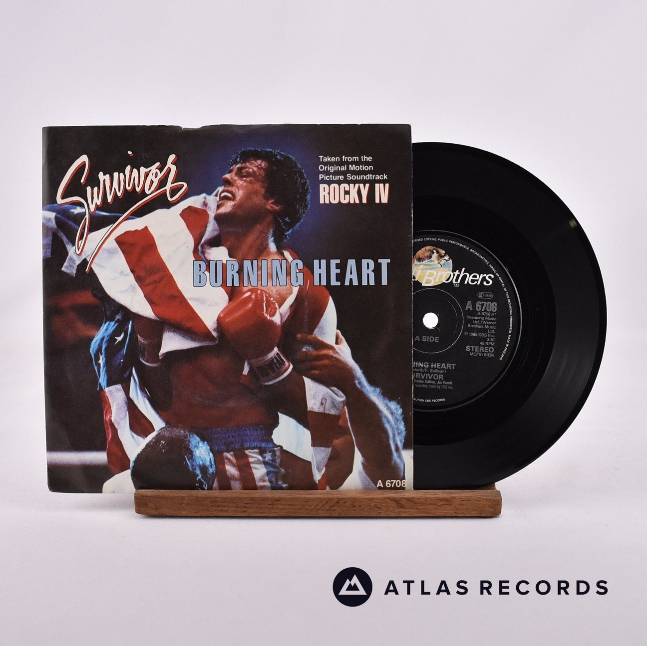 Survivor Burning Heart 7" Vinyl Record - Front Cover & Record