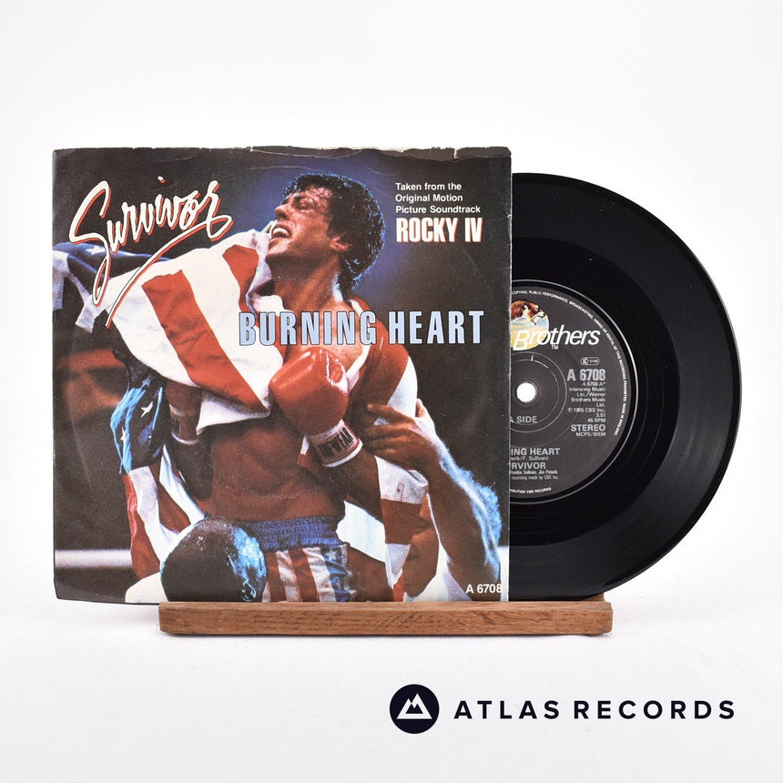 Survivor Burning Heart 7" Vinyl Record - Front Cover & Record