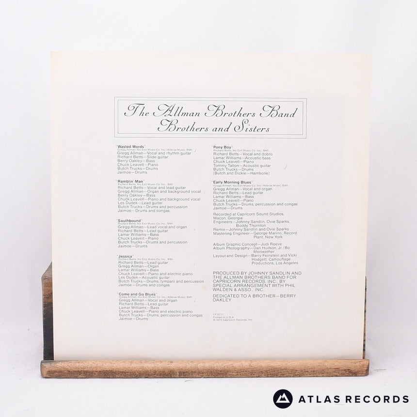 The Allman Brothers Band - Brothers And Sisters - Insert LP Vinyl Record - EX/EX