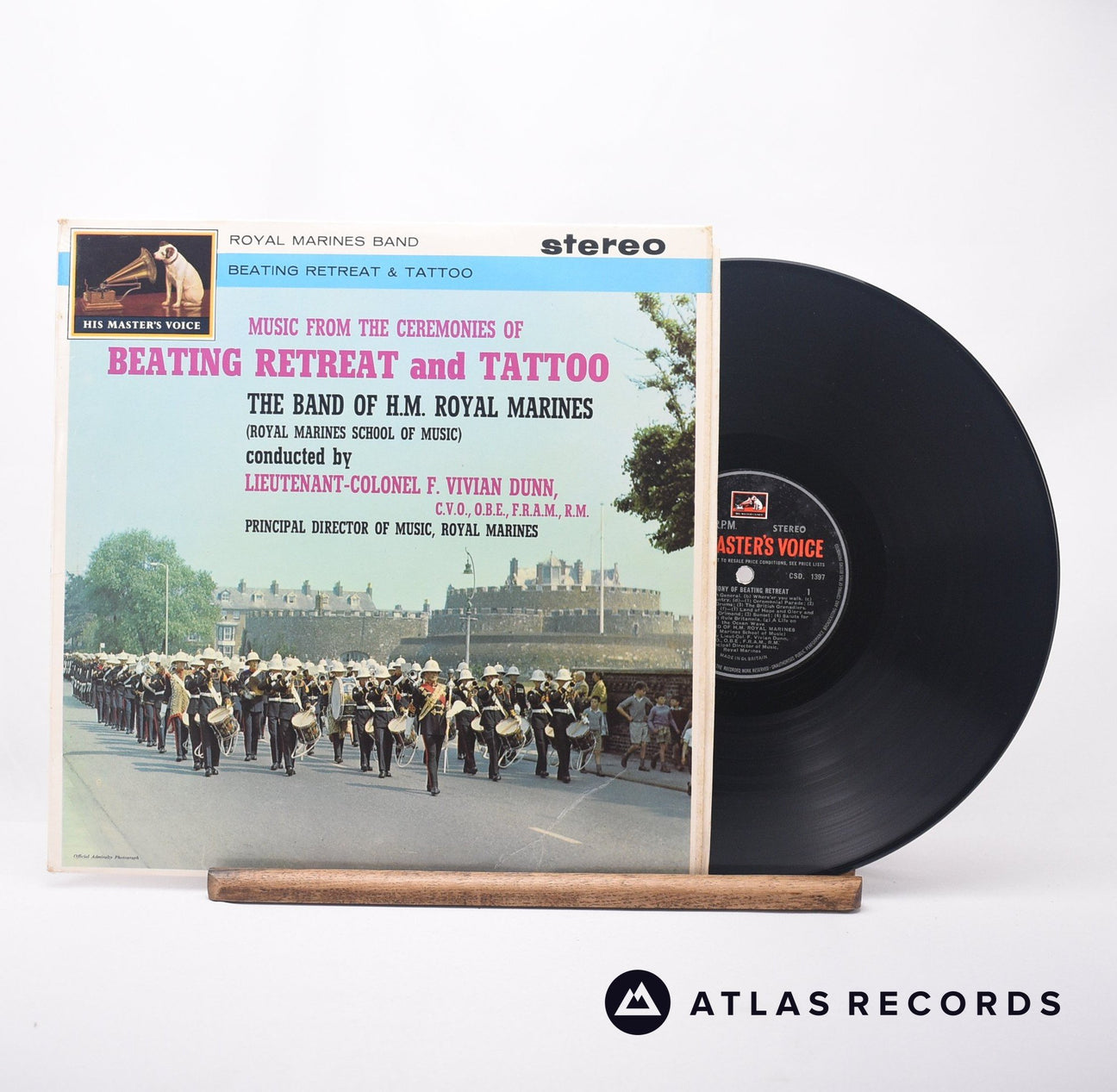 The Band Of H.M. Royal Marines Music From The Ceremonies Of Beating Retreat And Tattoo LP Vinyl Record - Front Cover & Record