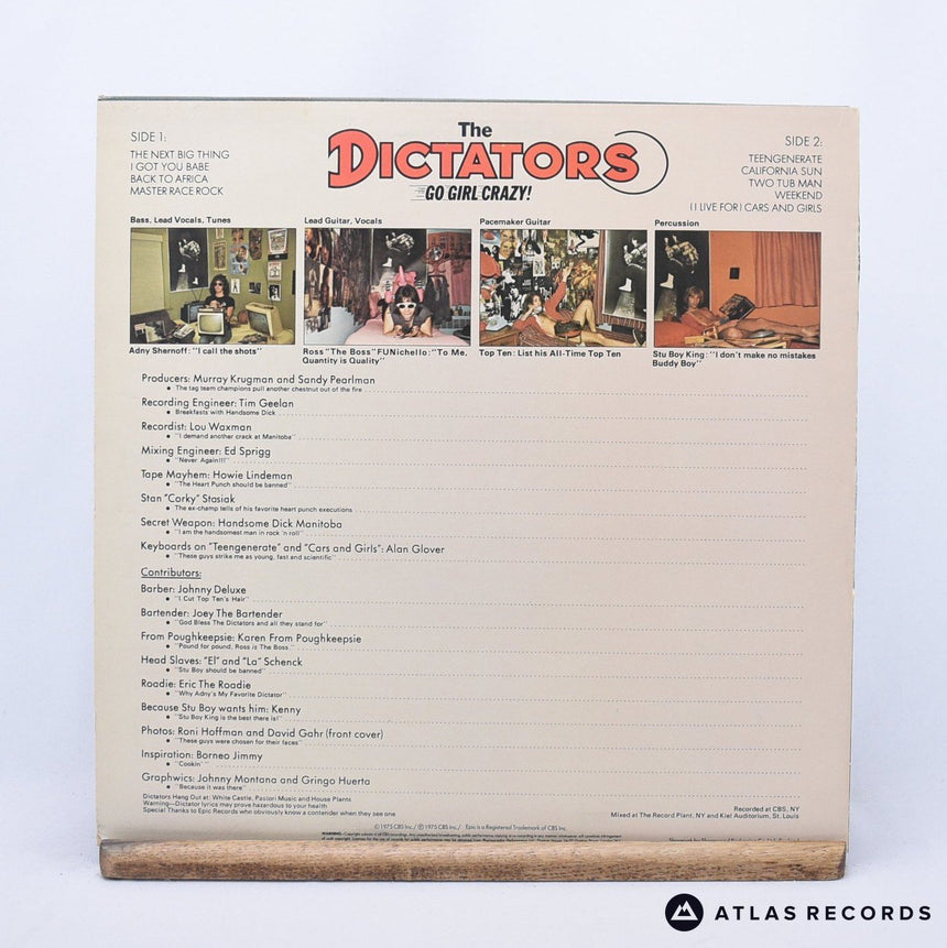 The Dictators - Go Girl Crazy! - A1 B1 LP Vinyl Record - EX/EX