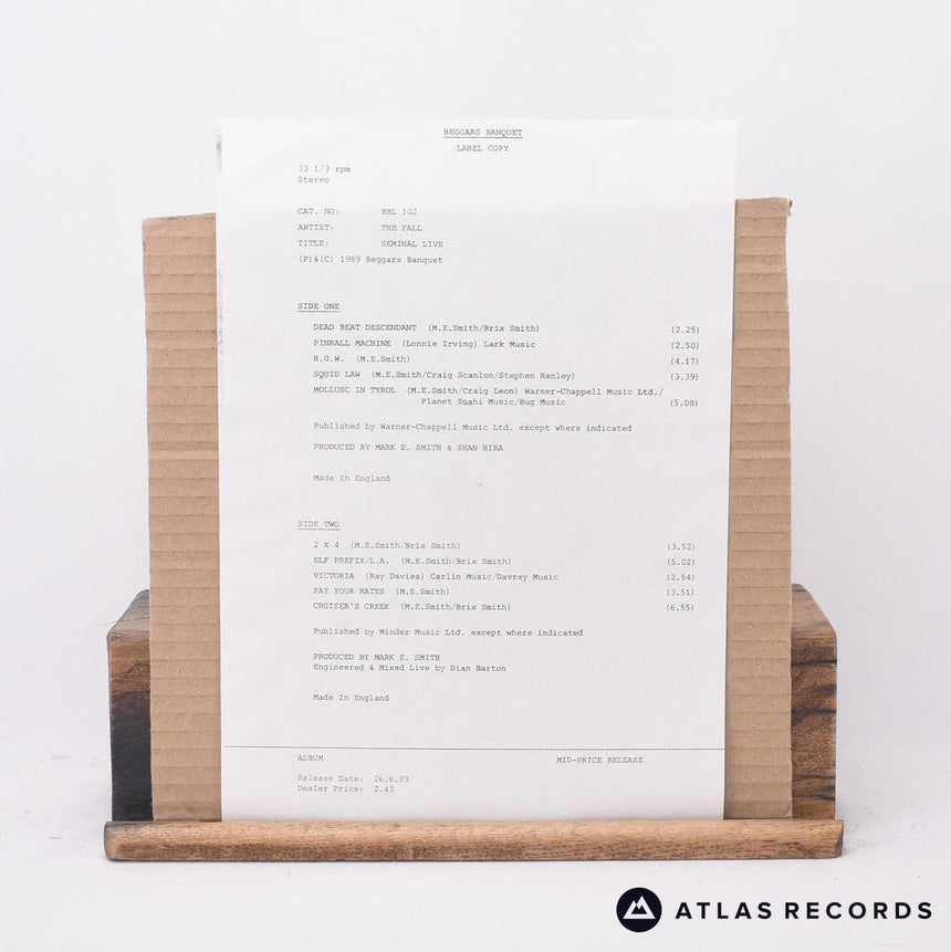 The Fall - Seminal Live - Insert White Label LP Vinyl Record - EX