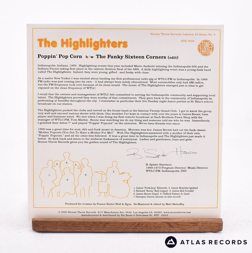 The Highlighters Band - Poppin' Pop Corn - 7" Vinyl Record - EX/EX